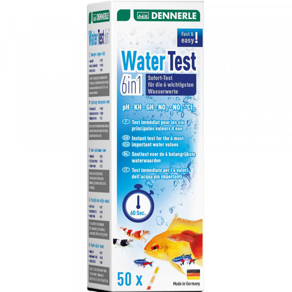 Тест-полоски Dennerle 6 в 1 pH/kH/Gh/NO2/NO3/Cl (50 шт)