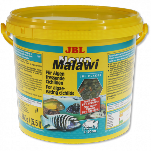 JBL NovoMalawi - Основной корм для растительноядных цихлид, хлопья, 5,5 л (860 г) JBL NovoMalawi - Основной корм для растительноядных цихлид, хлопья, 5,5 л (860 г)