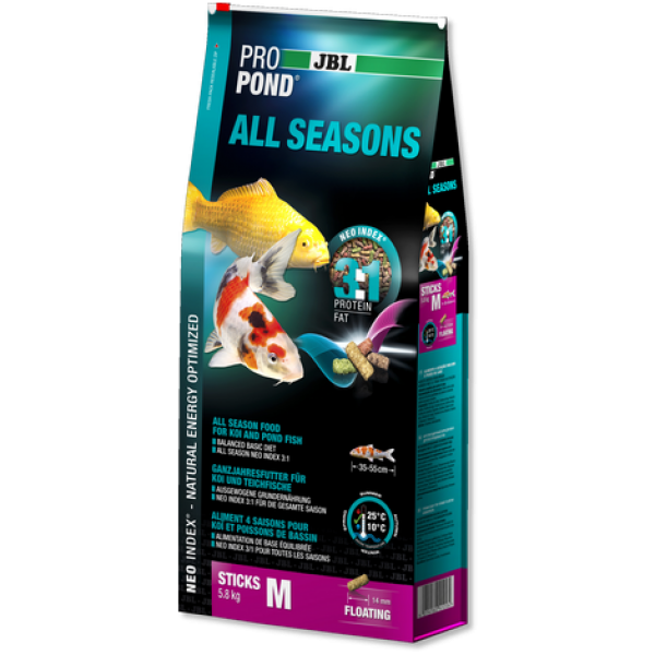 JBL ProPond All Seasons M - Осн всесез корм д/кои 35-55 см, плав палоч 14 мм, 5,8кг/32л