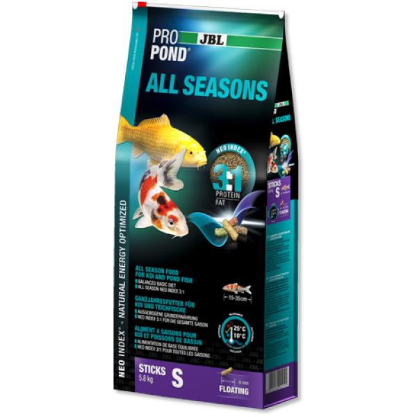 JBL ProPond All Seasons M - Осн всесез корм д/кои 35-55 см, плав палоч 14мм, 7,5кг/+3