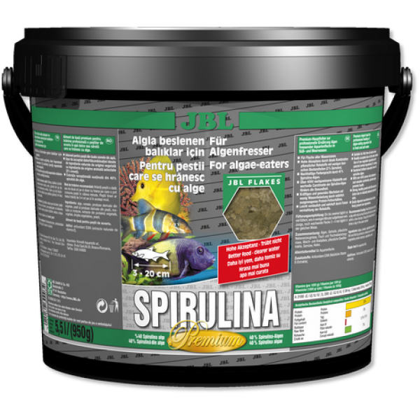 JBL Spirulina - Осн. корм премиум для растительноядн. акв. рыб, хлопья, 5,5 л (950 г)