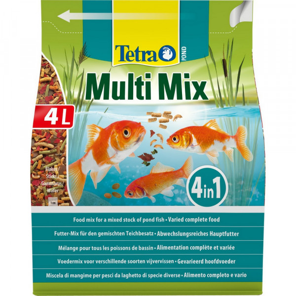 Корм для прудовых рыб Tetra Pond MultiMix 4л гранулы хлопья таблетки гаммарус