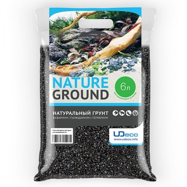 UDeco Canyon Black 4-6 мм, 6 л - натуральный грунт для аквариумов Черный гравий