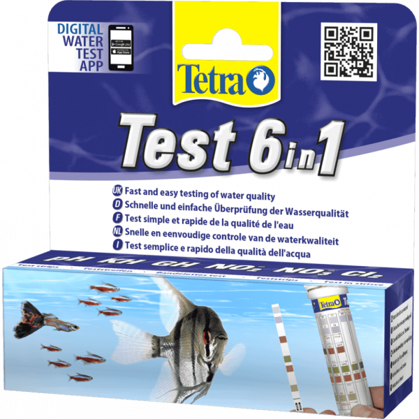 Тест 6 в 1 GH/kH/NO2/NO3/pH/CL2 полоски для пресной воды 25шт