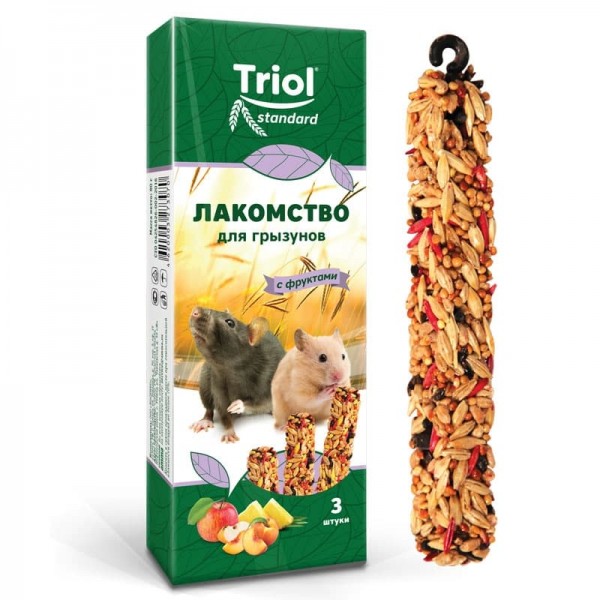 Лакомство Triol Standard для грызунов с фруктами (уп. 3 шт), 80г, Triol